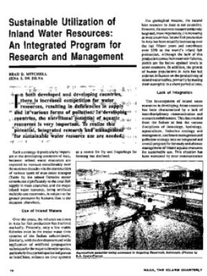 Sustainable utilization of inland water resources: an integrated program for research and management