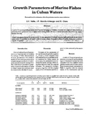 Growth parameters of marine fishes in Cuban waters