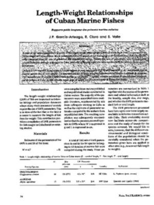 Length-weight relationships of Cuban marine fishes