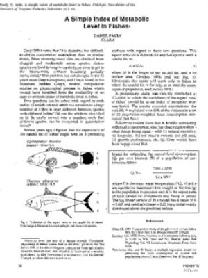 A simple index of metabolic level in fishes