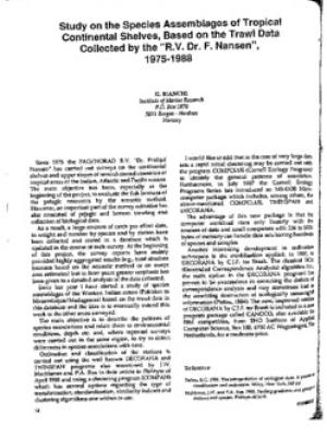 Study on the species assemblages of tropical continental shelves, based on the trawl data collected by the "R.V. Dr. F. Nansen", 1975-1988