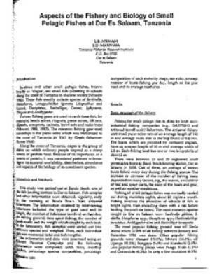 Aspects of the fishery and biology of small pelagic fishes at Dar Es Salaam, Tanzania