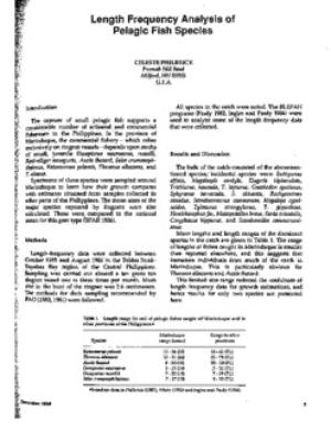 Length frequency analysis of pelagic fish species