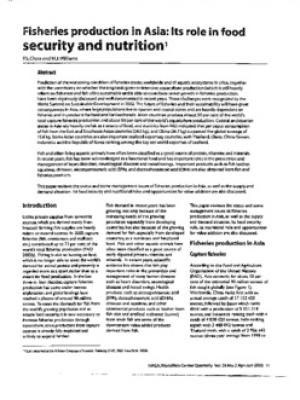 Fisheries production in Asia: its role in food security and nutrition