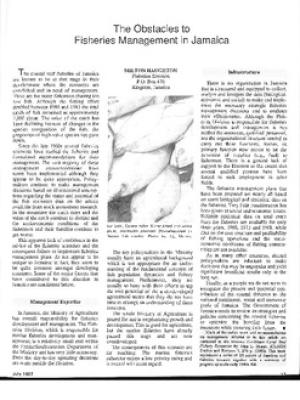 The obstacles to fisheries management in Jamaica