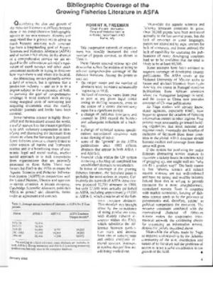 Bibliographic coverage of the growing fisheries literature in ASFA