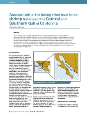 Assessment of the fishing effort level in the shrimp fisheries of the central and southern Gulf of California