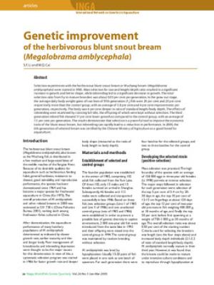Genetic improvement of the herbivorous blunt snout bream (Megalobrama amblycephala)
