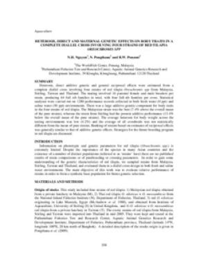 Heterosis, direct and maternal genetic effects on body traits in a complete diallel cross involving four strains of red tilapia Oreochromis spp