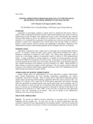 Genetic improvement programs for aquaculture species in developing countries: prospects and challenges