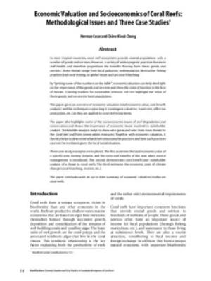 Economic valuation and socioeconomics of coral reefs: methodological issues and three case studies