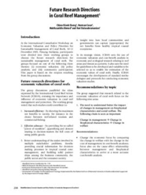 Future research directions in coral reef management