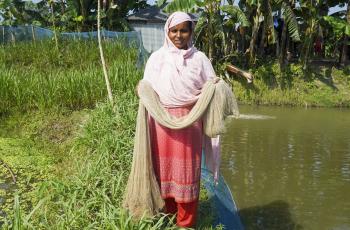 Mst. Shilpi Begum, an award winning woman entrepreneur and fish farmer. Photo by WorldFish.
