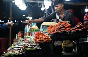 Seafood being sold in Odisha, India.