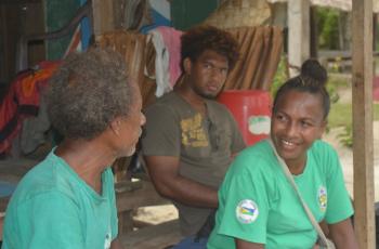 Faye Aborina Siota (right) enjoys engaging with a wide variety of individuals and organizations from various cultural backgrounds while doing participatory research. Photo by Fredrick Dotho.