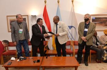 Sign of the (MoU) with the faculty of fish resources, Suez University at bibliotheca Alexandria. Photo by Ibrahim Elseira, Research Assistant, WorldFish, Egypt.