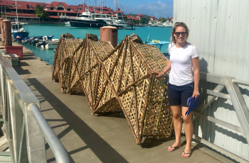 Just before interviewing trap fishers in Seychelles to learn about their values and preferences, as well as their views on the blue economy. Photo by Marleen Schutter.
