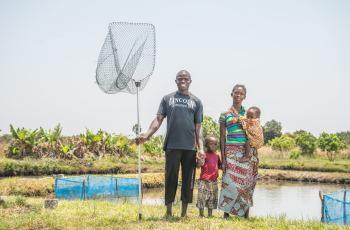 Fish farming has helped Serge Nsombo, his wife Susan Kamfwa, and their children improve household nutrition and income for an improved livelihoods. Photo by Chosa Mweemba.