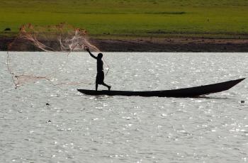 Cast net fisher, Kainji Lake, NW Nigeria. Photo by David Mills.