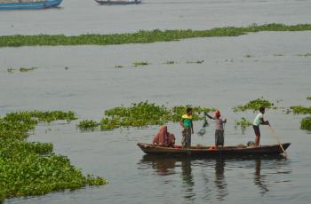 Fishing boats are seen as water quality improves improves beyond Buriganga. Photo by Mohammad Shohorab Hossain.