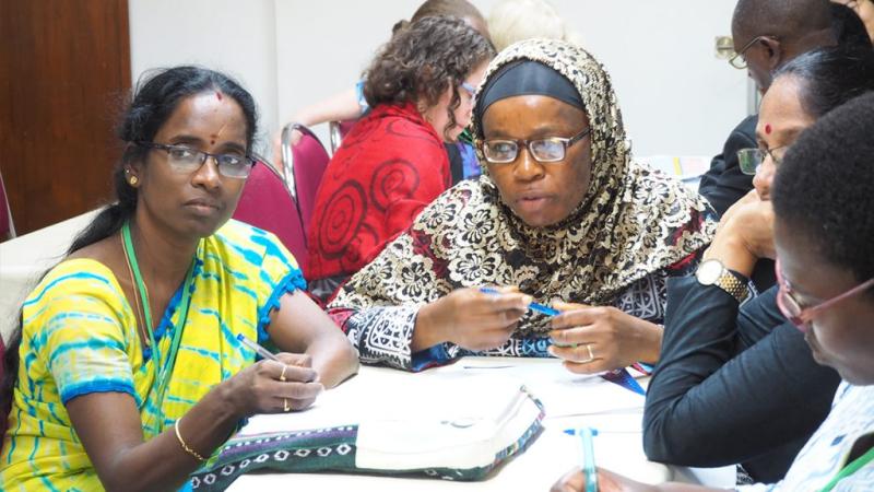Dr. Kafayat Fakoya (center) during a group discussion at the 7th Global Conference on Gender in Aquaculture and Fisheries in 2018.