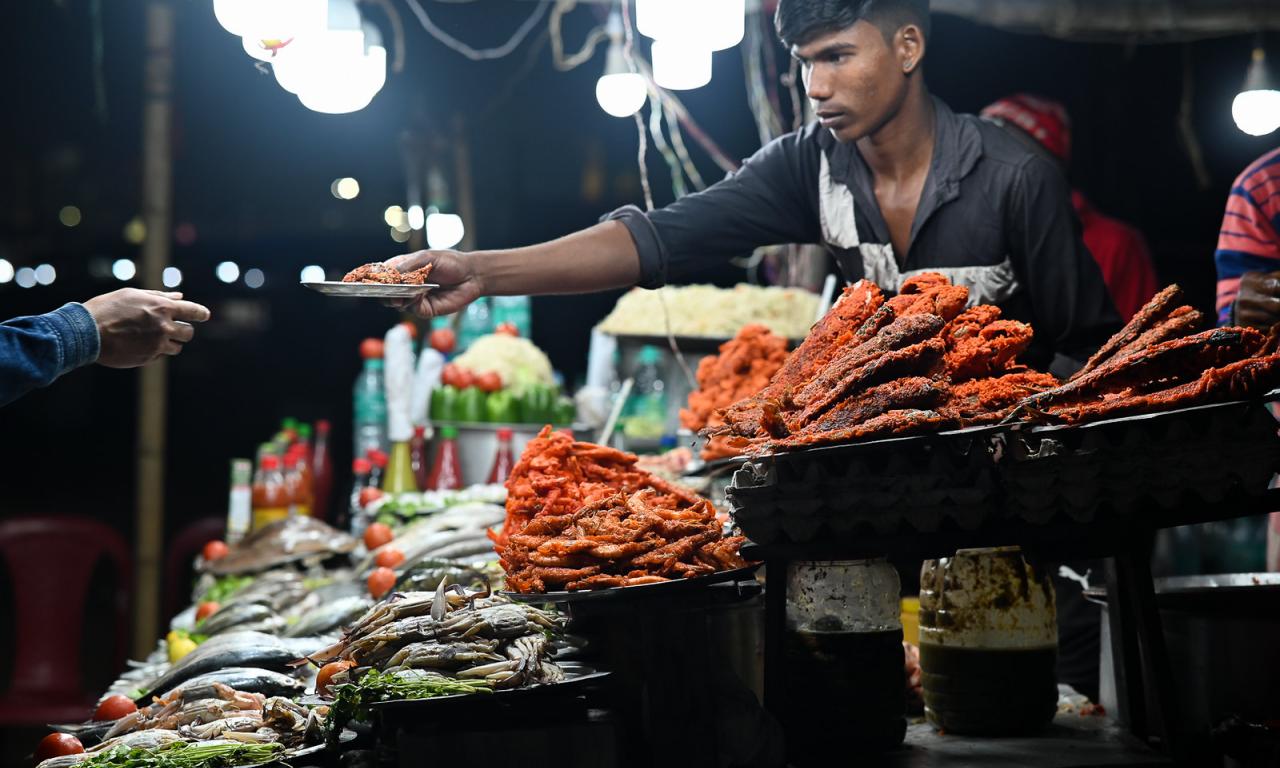 Seafood being sold in Odisha, India.
