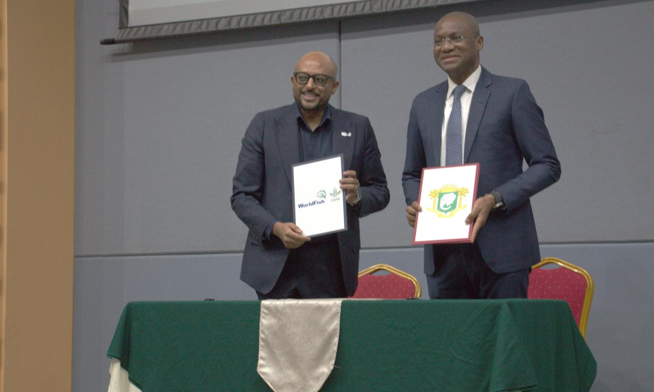 Dr Essam Yassin Mohammed, Director General of WorldFish and H.E. Sidi Tiemoko Toure, Minister of Animal Resources and Fisheries of Côte d’Ivoire