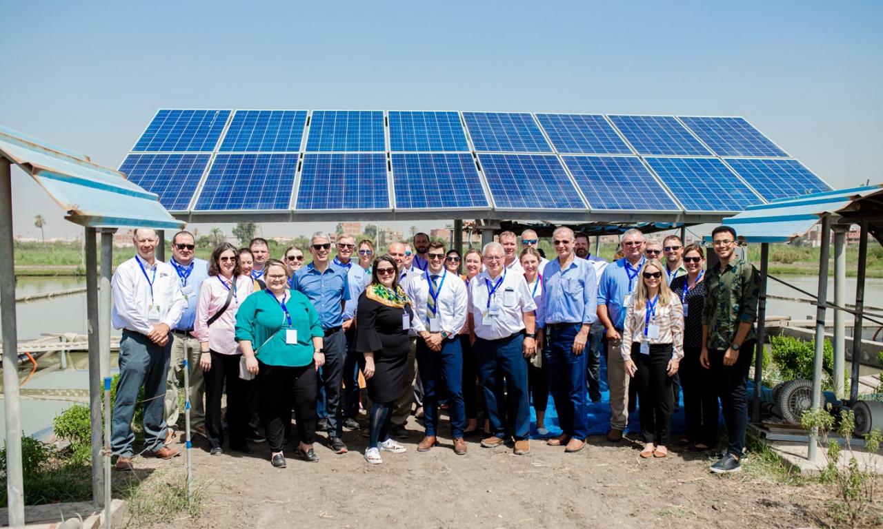 WorldFish and USSEC’s delegates visited the In-pond Raceway System (IPRS) in Abbassa, Abu-Hammad during the celebration of the 100th (SEC) training.