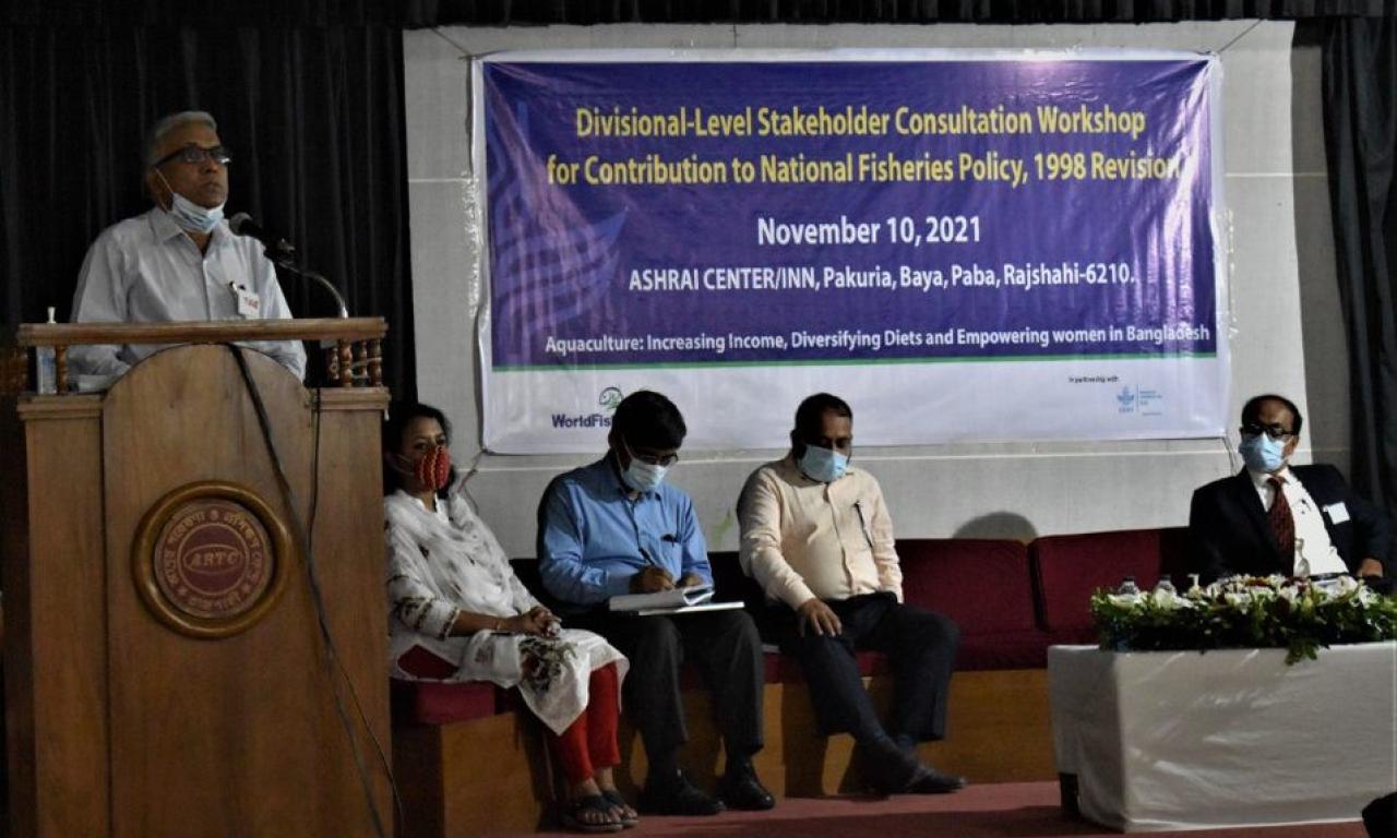 Deputy Director Md. Toafazuddin Ahamed represented Rajshahi’s Department of Fisheries at the workshop. Photo by Harun Or Rashid/WorldFish