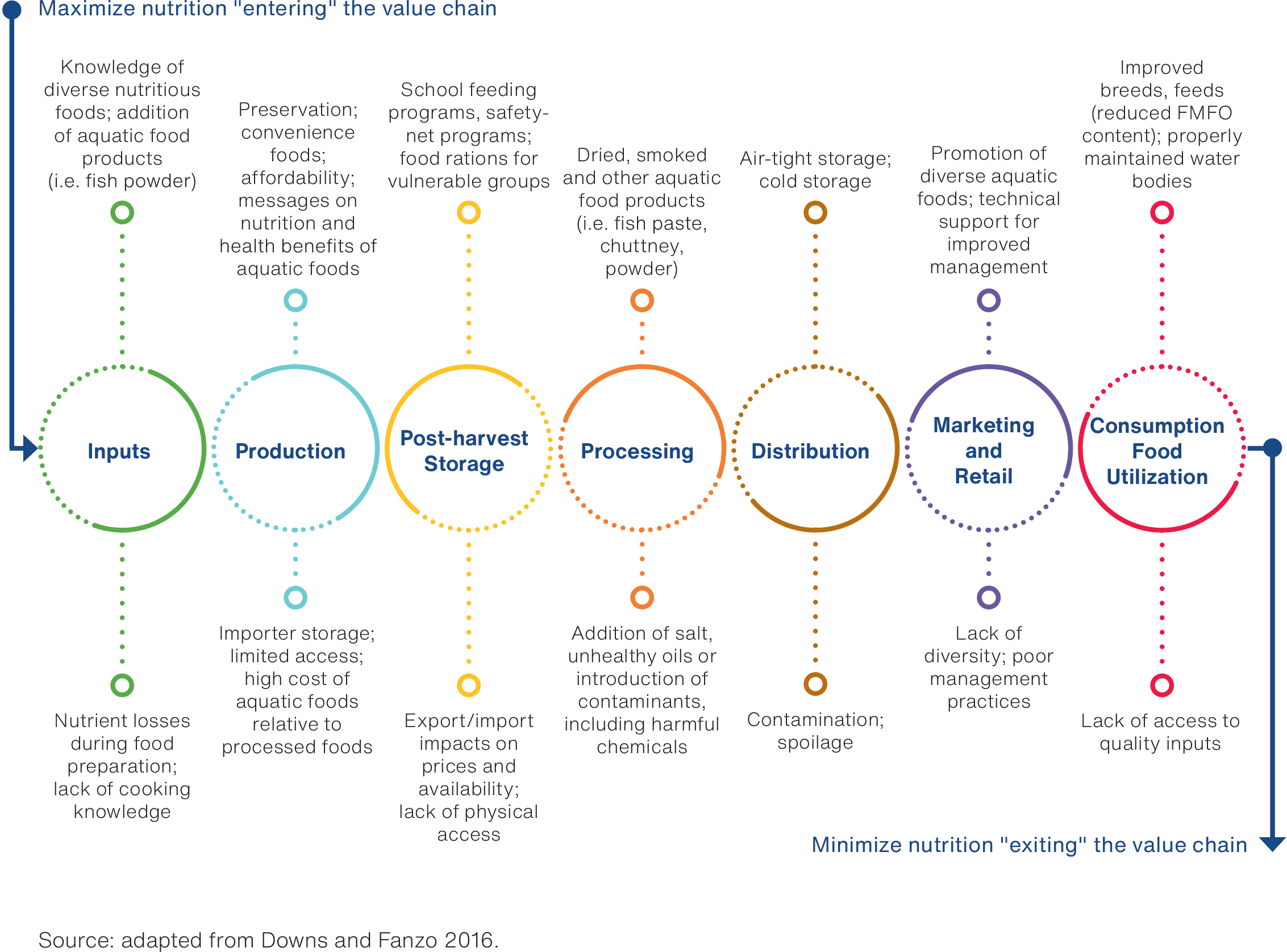 Figure 5. Points to increase and retain nutrients along aquatic food value chains.